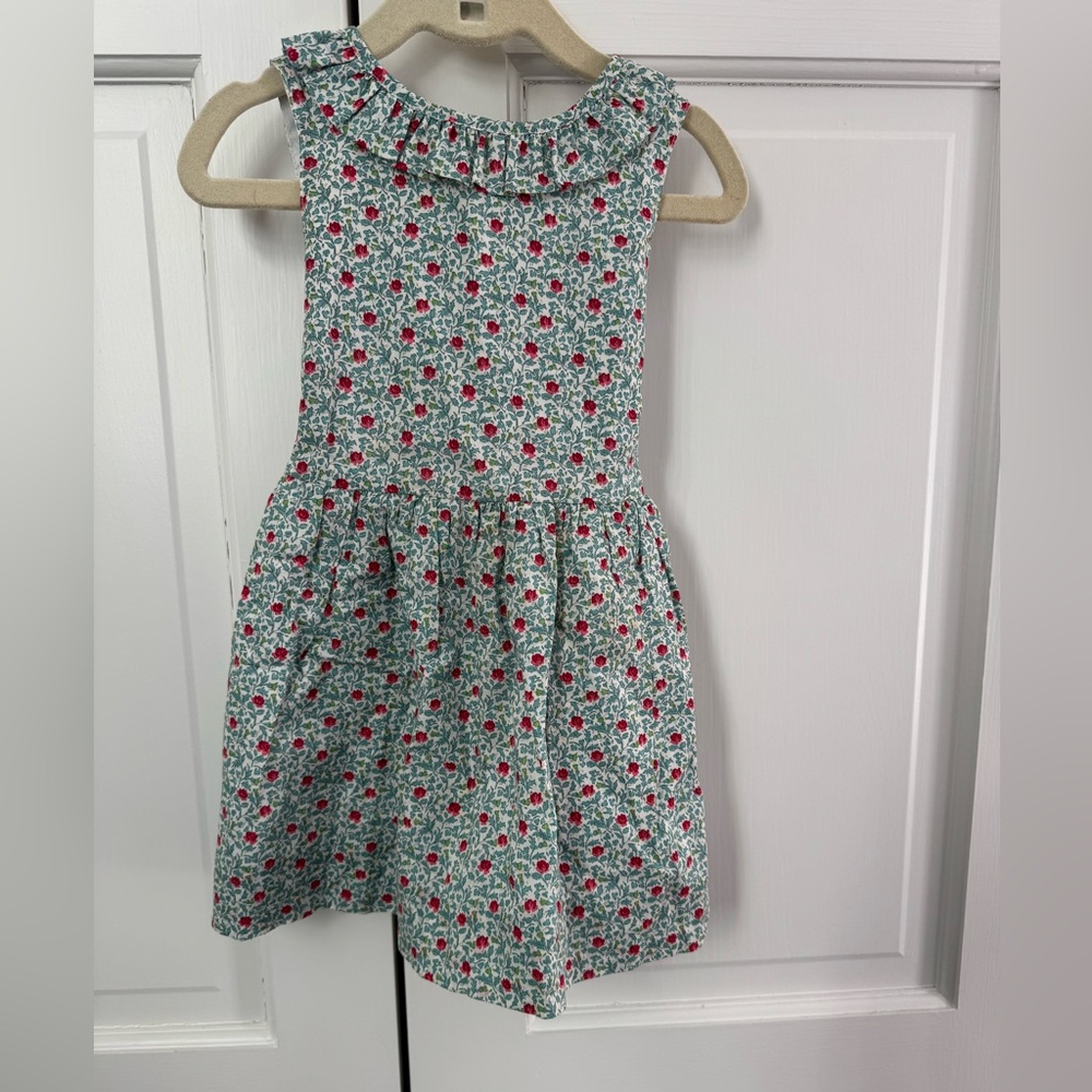 Busy Bees Floral Green and Red Kids Dress - Picture 5 of 6